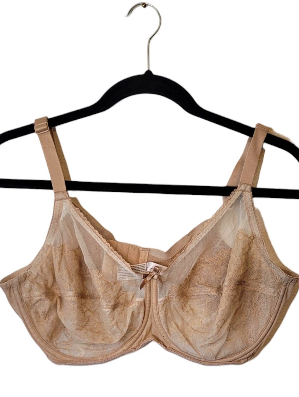 Wacoal Nude Beige Sheer Lace Bra Size US 38DD